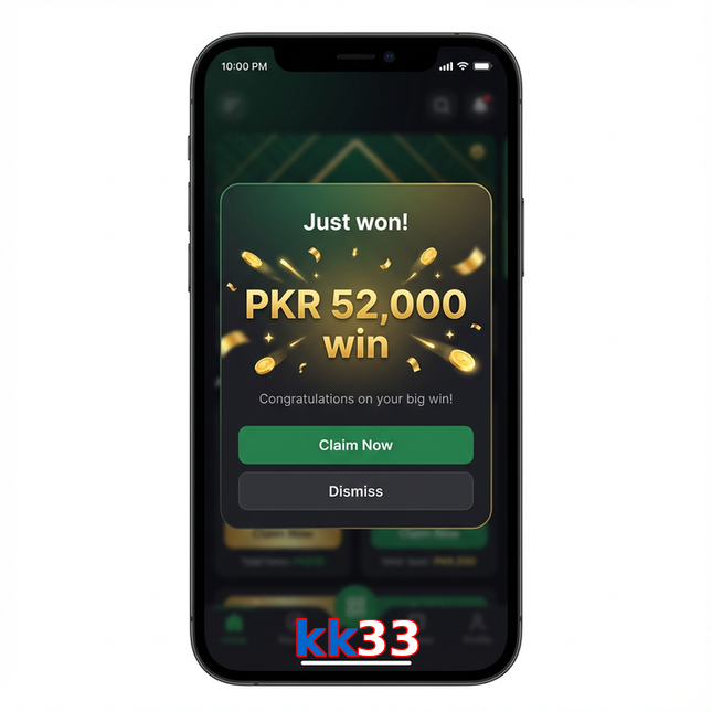 Main screen of Kk33 win page for PK players